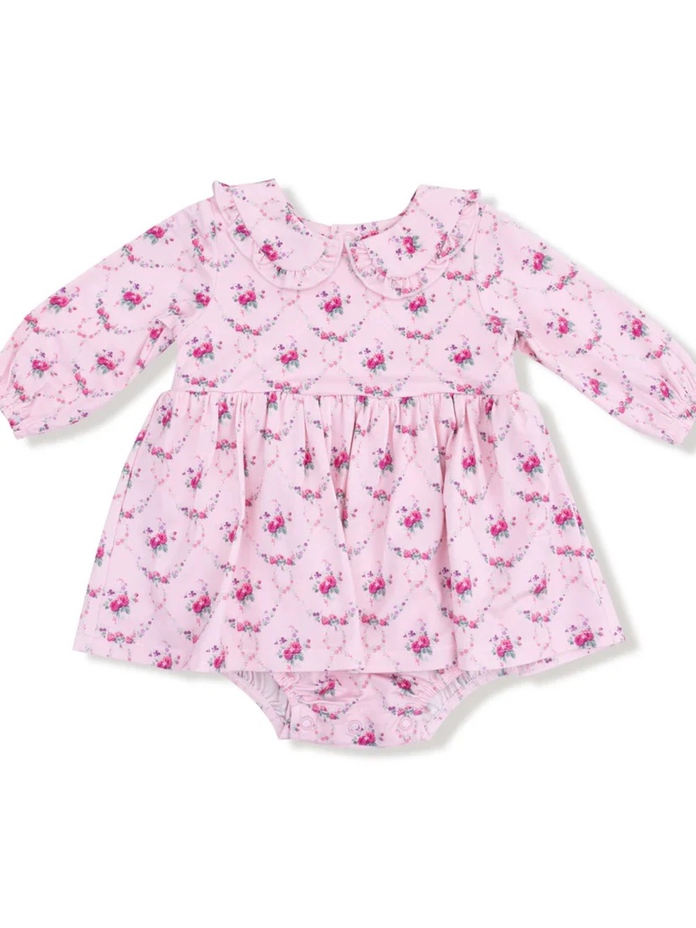 Angel Dear Long Sleeve Peter Pan Ruffle Collar Bubble with Skirt II Rose Garden